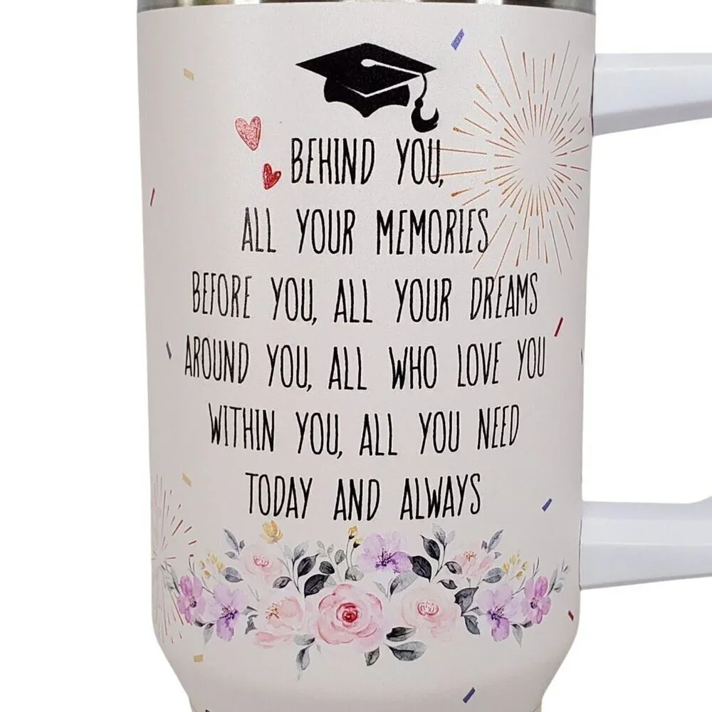 Graduation Gift Insulated Travel Tumbler With Handle 40oz Large Capacity